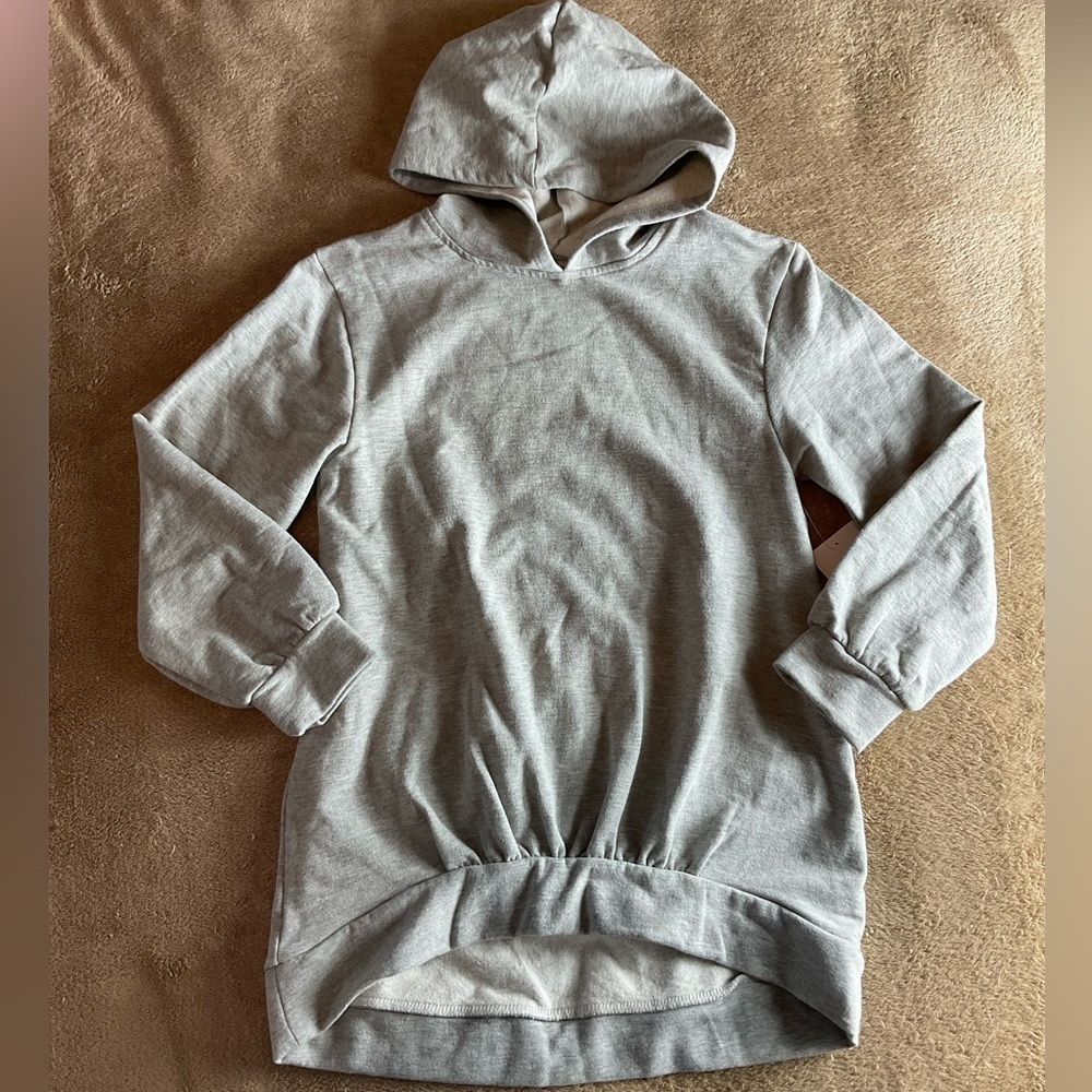 Zella Girl Hi/Lo Grey Sweatshirt Hoodie Sz XS 5/6